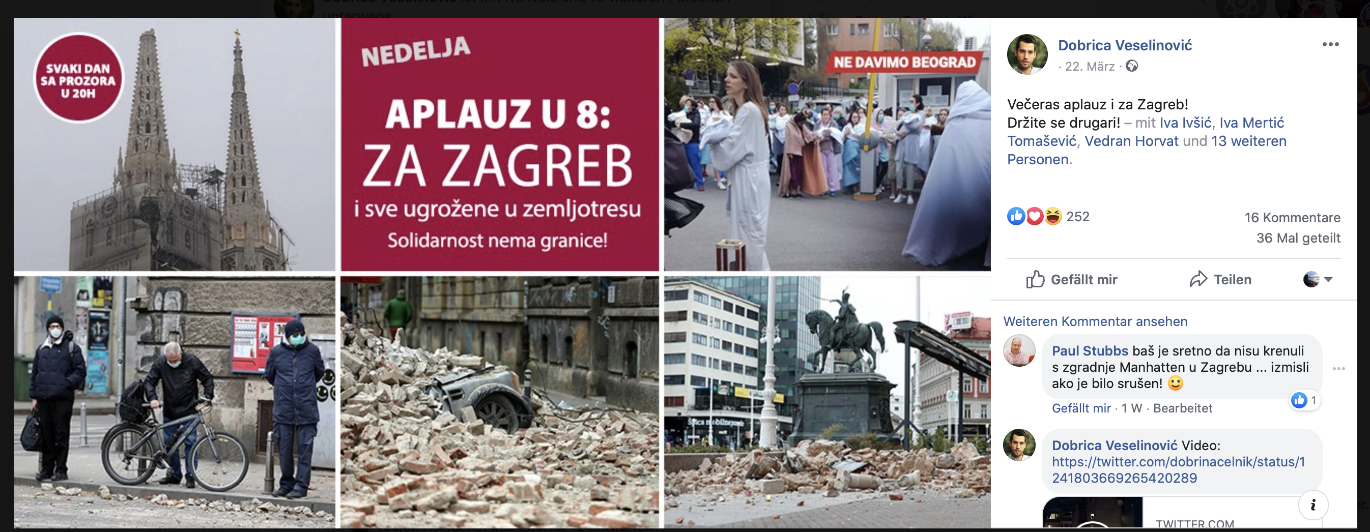 Aufruf zum Klatschen in Belgrad